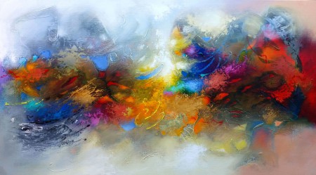 A happy flow of creation. 90x 160cm. acrylic on canvas.